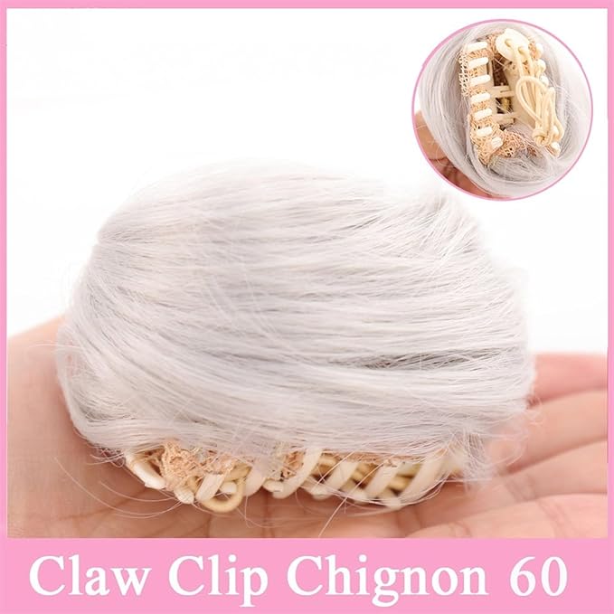 Messy Bun Hair Piece for Women Space Buns Hair Pieces Mini Claw Clip in Hair Bun Messy Cat Ears Hair Bun Extension Synthetic Donut Wig Accessory Updo Hairpieces for Women Girls Fake Hair Accessorie