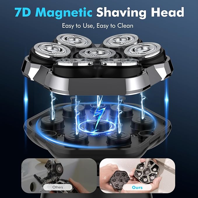 Head Shavers for Bald Men 2025 Upgraded Magnetic Head Shaver Waterproof Wet/Dry Bald Head Shavers for Men 6-in-1 Shaving Kit Electric Shaver