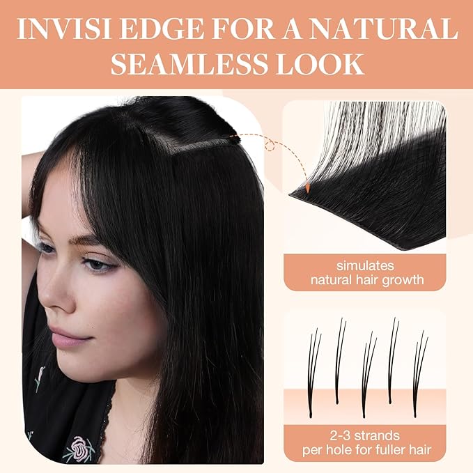 GOO GOO Invisi Edge Clip in Hair Extensions 18inch 110g 7Pcs Injected Seamless PU Clip in Hair Extensions Virgin Real Human Hair #1D/2C/4E Chocolate Dip Color Melt