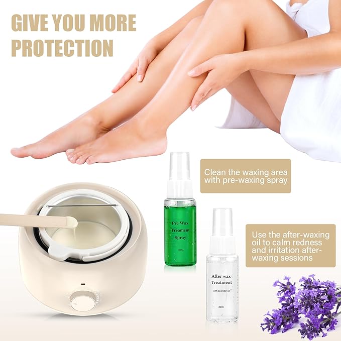 Waxing Kit - Wax Warmer for Hair Removal Hard Wax Kit with 14oz 5 Bags Hard Wax Beans for Full Body Legs Face Eyebrows Bikini Brazilian Waxing Kit for Women Men