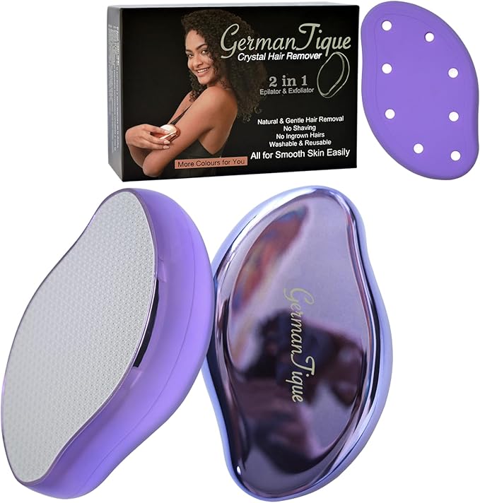 Crystal Hair EraserNatural Crystal Hair RemoverReusable Painless Nano Glass Hair Removal Device Without ShaverGentle Crystal Epilator and Exfoliator for Soft Silky Skin(Violet)