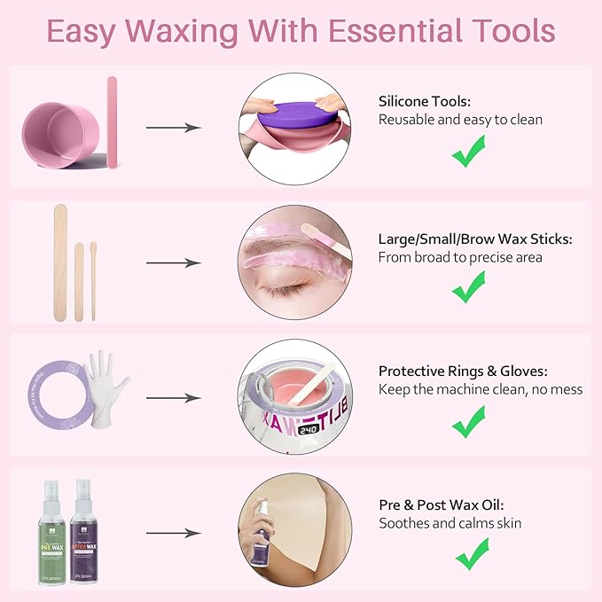 BLITZWAX Brazilian and Bikini Waxing Kit for Women Hard Wax Warmer for Face Legs and Body At Home Hair Removal Kit Beginner Friendly Quick Heating Frost Reverb Digital Wax Pot