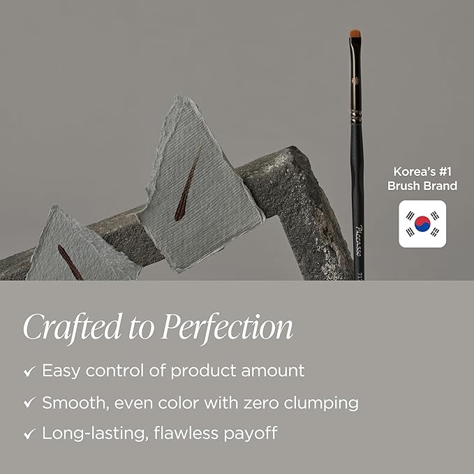 Piccasso 717 Eyeliner Brush ? Ultra-Fine Angled Brush for Gel and Liquid Eyeliner Precision Eye Makeup Tool for Tightlining and Winged Liner Professional Eye Makeup and Eyeshadow Brush