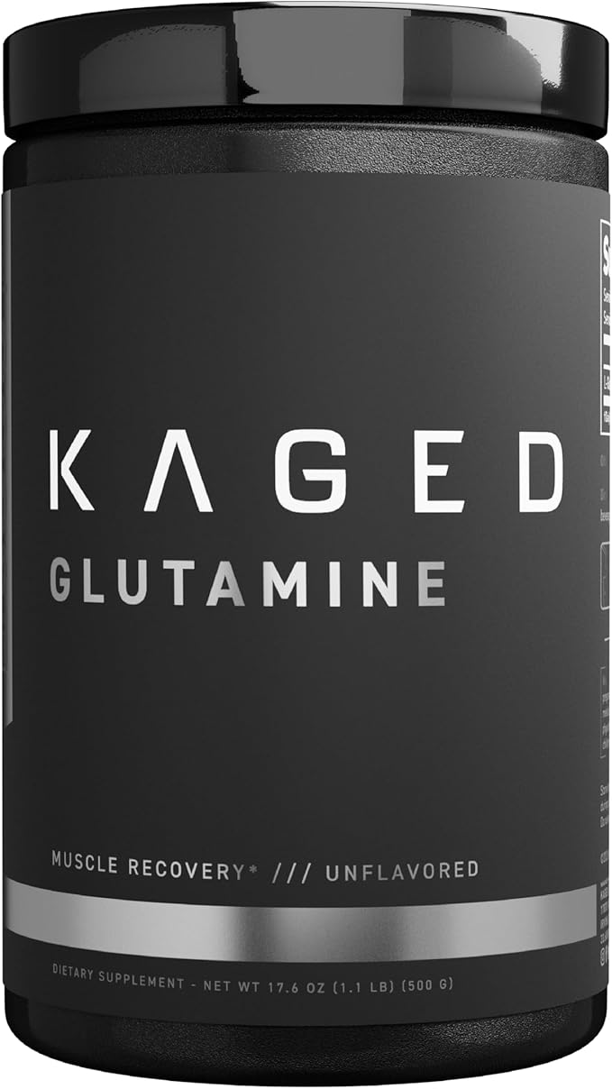 Kaged Muscle L-Glutamine Powder 500 Gram Vegan Support Muscle Recovery Post Workout Glutamine Banned-Substance Free Unflavored 100 Servings