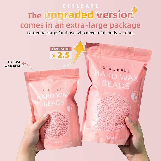 Hard Wax Beads for Hair Removal 2.5lb Rose Oil Infused Brazilian Bikini Wax for Women Men Sensitive Skin Full Body Legs Face Underarms Waxing Beads