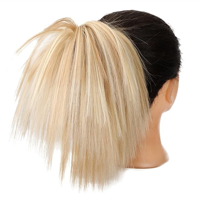 FRANCES Fake Hair Bun 1 Pack Synthetic Messy Bun with Elastic Rubber Band Wig Straight Hair Ponytail Extensions Hair Bun for Women Hair Accessories (Color : 18H613)