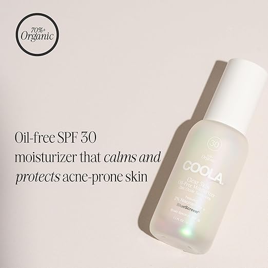 COOLA Clear Skin Oil-Free Moisturizer with SPF 30 Dermatologist Tested Sunscreen with Niacinimide and Centella Asiatica 1.1 Fl Oz
