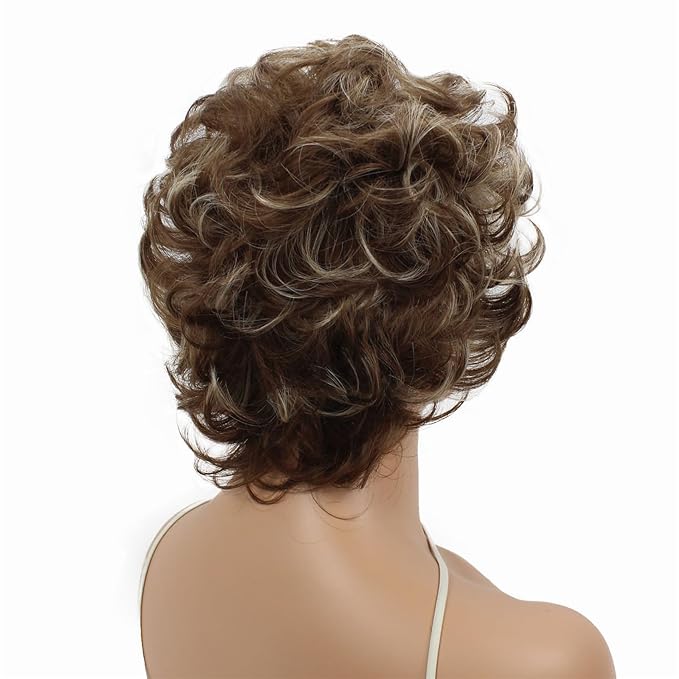 Aimole Women Synthetic Wig Natural Mid length Curly Hair Blonde Wigs (12-83)