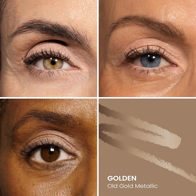 PRIME PROMETICS PrimeEyes Glide Eyeliner for Mature Women ? Waterproof Long-Stay and Mess-Proof ? Gel Creme Texture Discreet Sharpener and Effective Smudger (Golden Metallic)