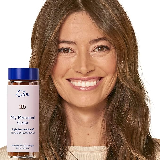 eSalon Permanent Hair Color &amp Dye Kit - Light Brown Golden - Professional-Grade Ammonia-Free Personal Colorist for Up To 100% Gray Coverage on All Hair Types