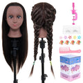 24 Mannequin Head -80% Real Hair Doll head for hair Styling Cosmetology Mannequin Head with Hair for Braiding CurlingCuting with Table Clamp Styling Set (Blonde)