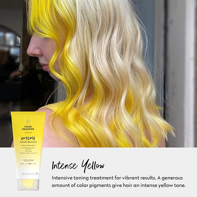 FOUR REASONS Color Mask INTENSE- Yellow ? (27 Colors) Intensive Toning Treatment - Color Depositing Conditioner ? Semi Permanent Hair Dye for Lightened and Colored Hair? 100% Vegan 6.76 fl oz