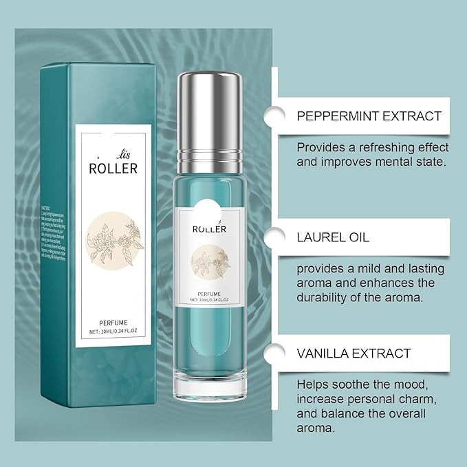 Charming Roll-On Perfume - Mint &amp Laurel Fresh Scent Portable And Long-Lasting Fragrance For Wrist Neck Application(3PCS)