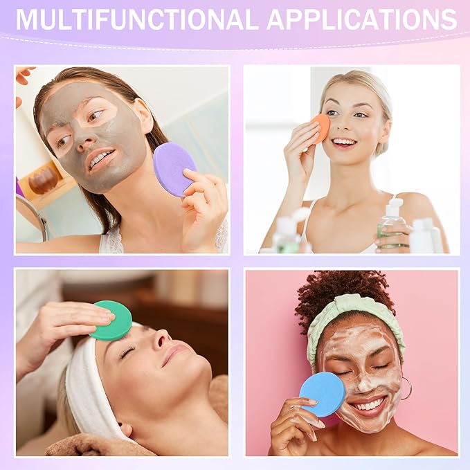 Mifoci 960 Pieces Compressed Facial Sponges for Estheticians Makeup Removal Sponge Pads for Women Spa Exfoliating Face(8 Colors)