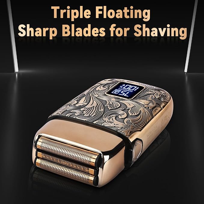 Ufree Close Shave Electric Foil Shavers for Men 3-Speed Electric Razor Bald Head Shavers Face Shaving Beard Trimmer with LCD Display Gifts for Men