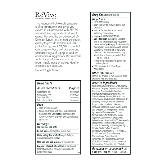 R?Vive Soleil Superi?ur Face Sunscreen - Broad Spectrum SPF 50 Sunscreen - Ultra-Transparent &amp Anti Aging Sun Care to Help Improve Skin Barrier Repair &amp Protect Against UVA/UVB Rays (1.7 oz)
