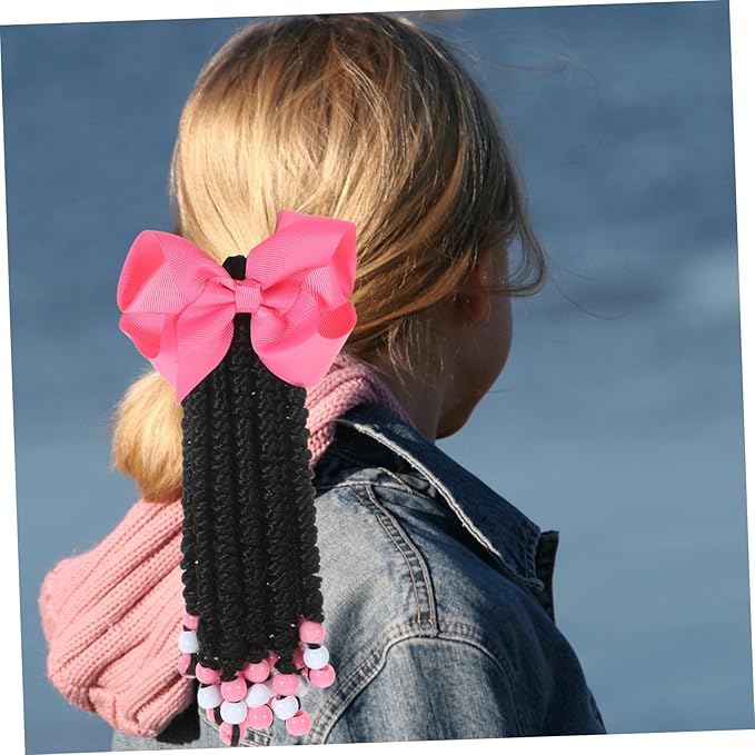 4pcs Ponytail Beads and Dreadlocks Headband Wig Bowknot Beaded Ponytail Synthetic Ponytail Extension Braided Hair Extensions Wig Chemical Fiber Decorate To Weave Women's