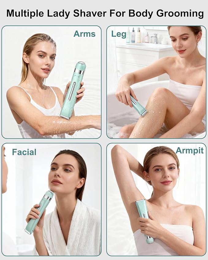 Bikini Trimmer Women 2-in-1 Electric Lady Shavers for WomenSmooth &amp Flawless Facial Hair Remover &amp Eletric Shaver for Face Bikini Line Body &amp Legs Waterproof USB Rechargeable Ideal