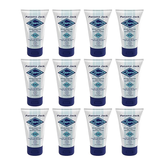 Panama Jack Sport Sunscreen Lotion - SPF 100 Broad Spectrum UVA/UVB Protection Non-Greasy PABA Paraben Gluten &amp Cruelty Free 3 FL OZ (Pack of 2)