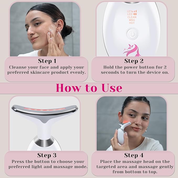 Red Light Therapy for Face Facial Massager Skin Tightening &amp Anti-Aging Face Lift Device True Beauty Glow Facial Massager 7-in-1 LED Facial Sculptor