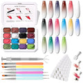 Sponge Pat Paint Nail Gel Ombre Nails Gradient Gel Nail Blush Blooming Aura Nails Drawing Stripper Floral Painting DIY Nail Art No Wipe UV/LED Curing (16 Colors i)