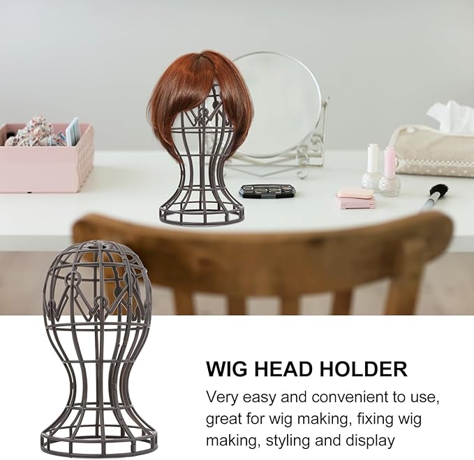 DOITOOL 2Pcs Portable Wig Head Stand Display Holder for Hair Styling and Salon Use Lightweight Plastic Wig Stand Hats Headdress and Travel Storage