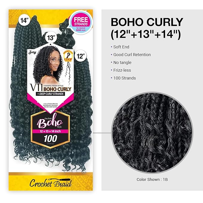 Royal Zury Crochet Briad V-shape Finish Style V11 Boho Curly (12+13+14) (Honey Blonde)