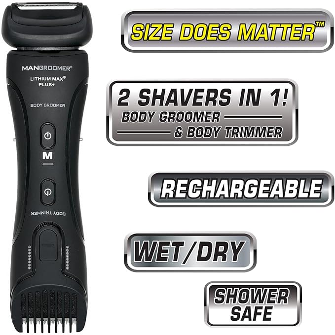 MANGROOMER Lithium Max Plus Body Groomer Ball Groomer Body Trimmer Electric Groin Hair Trimmer with Free Bonus Foil Included