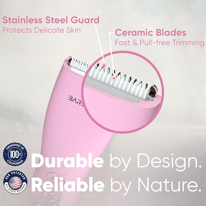 Bikini Trimmer for Women Pubic Hair Trimmer | Waterproof USB-C Rechargeable LED Light Replaceable Blade | Electric Razors for Women Electric Lady Shaver (Rose)