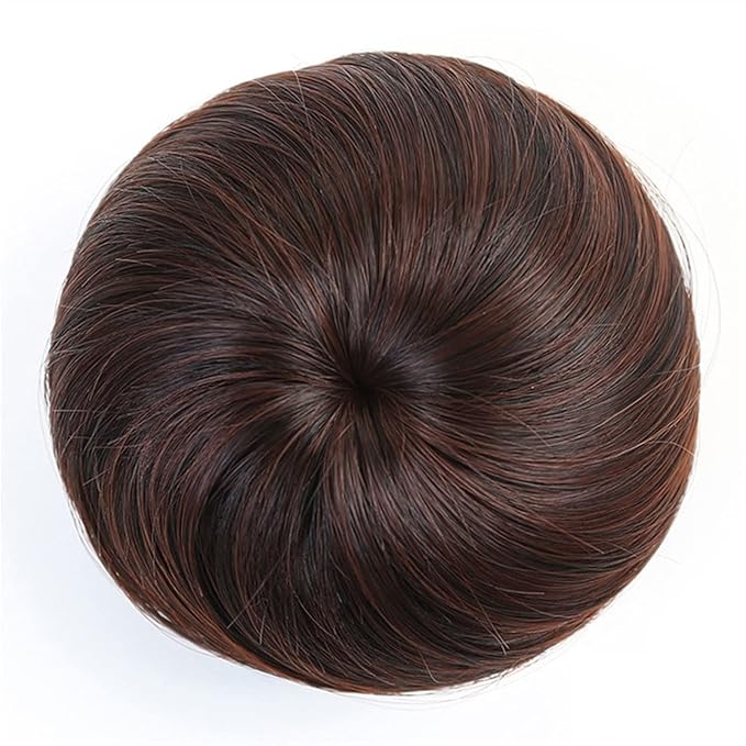EARSHOT Hair Buns Hair Piece Synthetic Barrette Donut Bun with Drawstring Hair Comb Straight Hair Bun Extension Headband Wig for Women Hair Accessories For Girls (Color : 588-03)