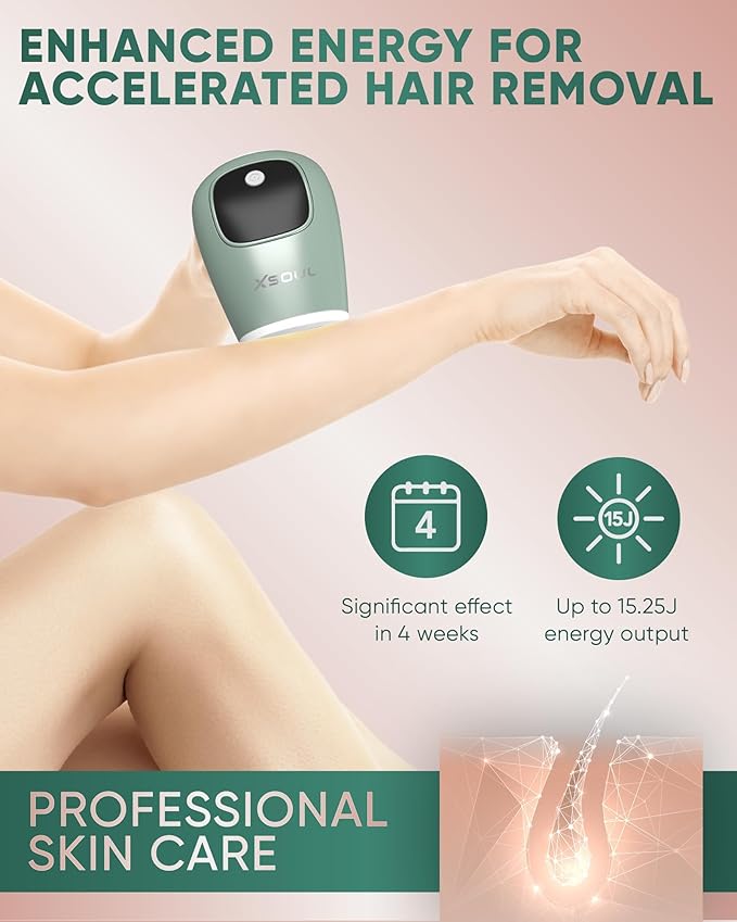 IPL Laser Hair Removal Painless Hair Remover for Women &amp Men Ideal for Armpits Legs Face &amp Bikini At-Home Long-Lasting Hair Reduction