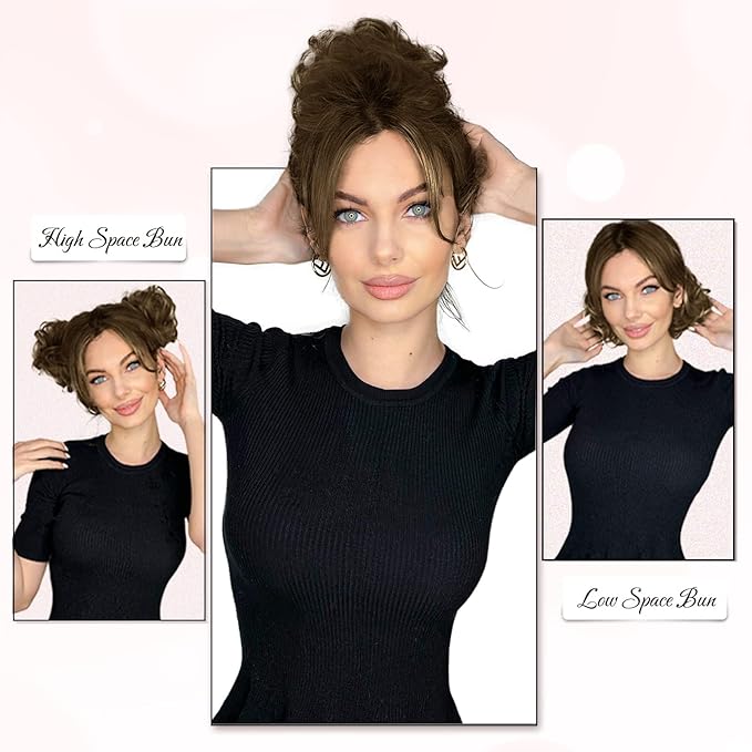 RUWISS Messy Bun Hair Piece Human Hair Messy Rose Bun Hair Buns Hair Piece for Women Real Hair Scrunchies Updo Hair Pieces Bun Extension Ponytail (Brown)