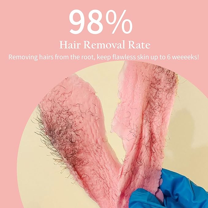 Maxpearl 2.5LB Hard Wax Beads for Hair Removal Natural Rose Formula - Brazilian Waxing Sensitive Skin Face Underarms Legs Back Chest and More with 20 Wax Sticks Pink