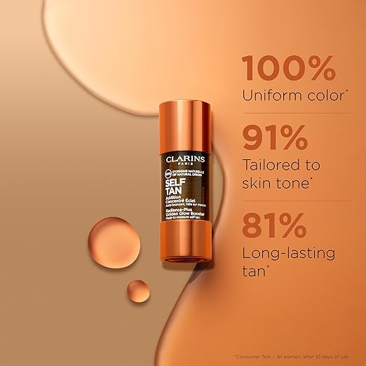 Clarins Self Tanning Face Booster | Self Tanning Drops For Face To Mix With Moisturizer | Natural Long-Lasting Streak-No Buildable Tan | Hydrates | Non-Staining | 99% Natural Ingredients | 0.5 Oz