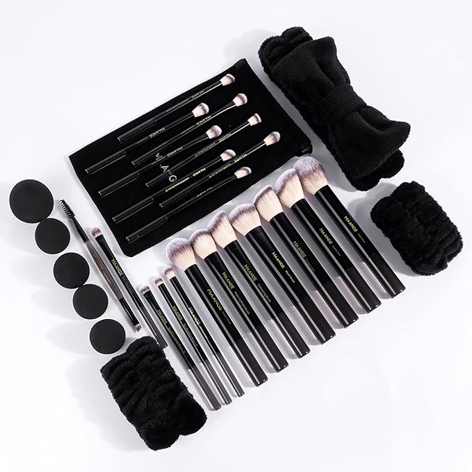 MAANGE Makeup Brushes 30 Pcs Makeup Kit Multi-functional Makeup Tool Set with 20 Pcs Makeup Brush Foundation Brush Make up Brushes Set with BagBlack