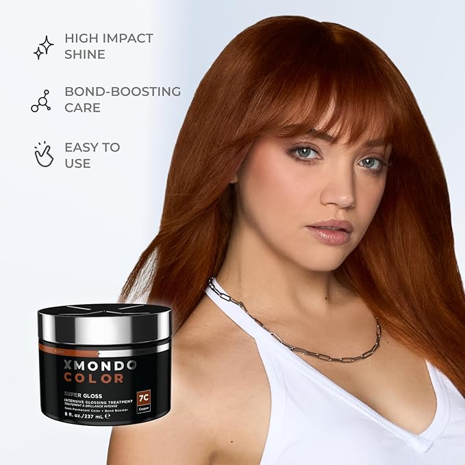 XMONDO Color Copper Color Depositing Mask &amp Semi-Permanent Hair Dye Super Gloss Infused with Bond Boosters for Nourishment Revitalize &amp Repair Vegan Formula 8 Fl Oz