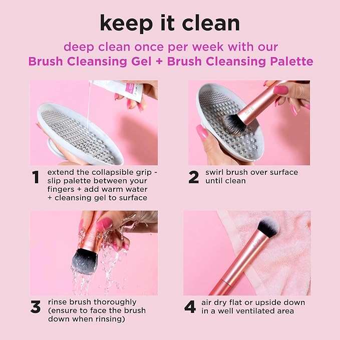 Real Techniques 9 Piece Au Naturale Makeup Brush Set For Liquid Cream &amp Powder Eyeshadow Foundation Blush Bronzer &amp Contour Travel Friendly Brushes Gift Set Cruelty-Free Bristles