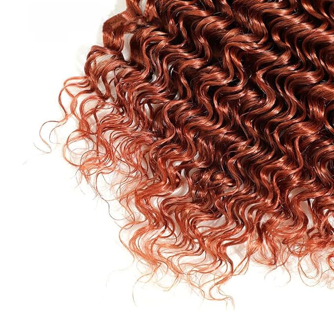 Color #33 Reddish Brown Bundles Human Hair Deep Wave 3 Bundles 14 14 14 Inch Unprocessed Brazilian Virgin Remy Copper Red Deep Curly Bundle Human Hair Extensions