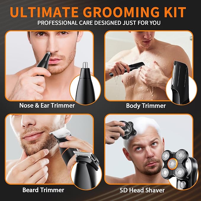 Head Shavers Bald Men&amp Manscape Body Hair Trimmer KitWaterproof Head Shaver for Bald Men with Body Hair Trimmer for Groin/Pubic/Balls USB-C Rechargeable with LED Display