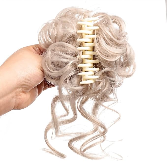 Hair Accessories Synthetic Bun Hair Clips Messy Bun Ponytail Extensions Wavy Curly Bun Claw Clips Wigs for Women Hair Bun Hair Pieces For Women(1Pcs-10)