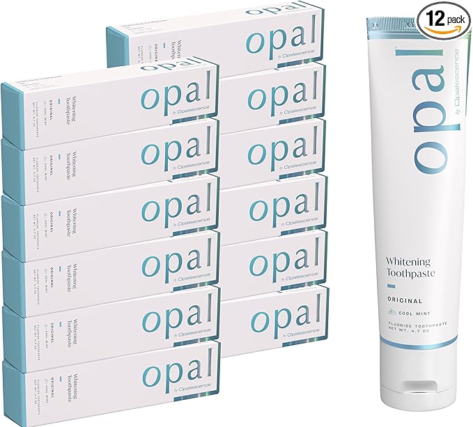 Opalescence Opal Teeth Whitening Toothpaste (Pack of 12) - Cool Mint Original Formula - Oral Care Gluten-Free - 4.7 Ounce Made by Ultradent -TP-5760-12