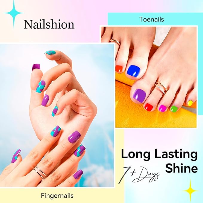 Nail Polish 16 Colors Rainbow Air Dry Regular Nail Polish Set with Base Top Coat &amp Remover Pads| White Red Classic French Fingernail Polishes Non-gel Bulk Gift for Nail Art Lovers