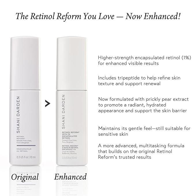 SHANI DARDEN SKIN CARE Retinol Reform with 1% Encapsulated Retinol Serum for Face &amp Neck Gentle Slow-Release Retinol Face Serum with Tripeptide for Wrinkles Fine Lines &amp Uneven Tone 0.3 fl