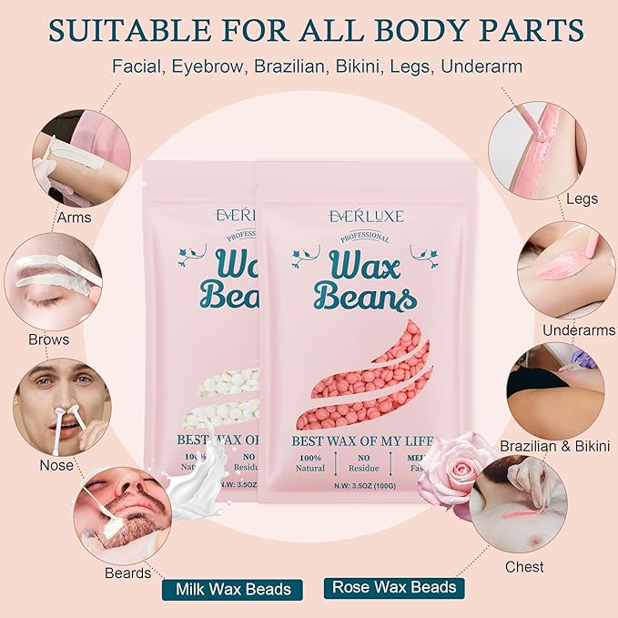 Waxing Kit for Women Hair Removal with Silicone Wax Warmer Liner Digital Waxing Machine Hard Wax Kit for Full Body Arms Legs Face Bikini Brazilian Wax Kit for Women Men Sensitive Skin