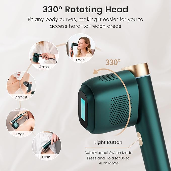 JOVS Laser Hair Removal [24J Energy] IPL Hair Removal for Women and Men 37°F Painless Sapphire Ice-Cooling Tech 6 Modes for Whole Body Hair Removal Device 2 in 1 Skin Rejuvenation 330° Rotation