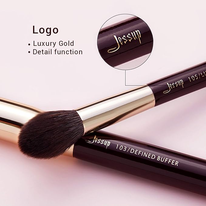 Jessup Makeup Brushes Set Professional 25PCS Premium Natural Powder Foundation Eyeshadow Blending Concealer Blusher Highlight Labeled Brushes T280