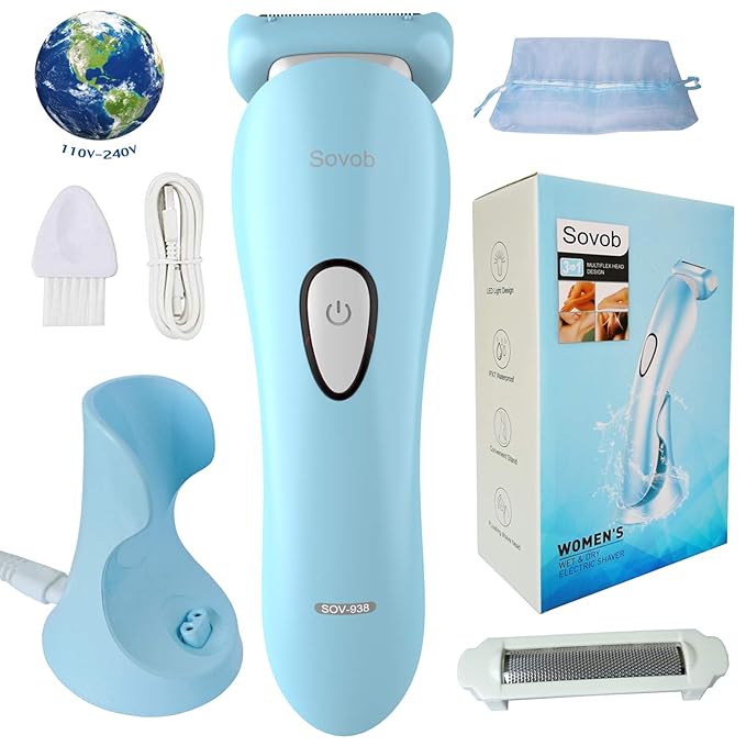 Electric Razor for Women Painless Lady Shaver Hair Remover for Womens Legs and Underarms Bikini Trimmer Wet and Dry Waterproof with LED Light