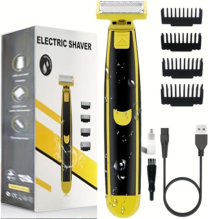 2024 New Full Body Washed Wet and Dry Shaver Full Body Men's Electric Shaver Wash Wet and Dry Double Shave Dry Wet Waterproof Mens Rotary Facial Shaver Ergonomic Body Shaver (1PC)