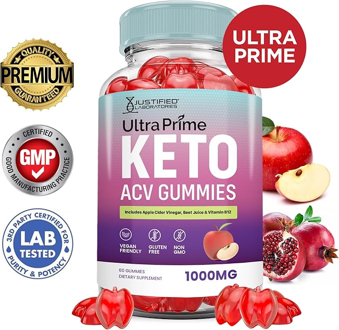 (2 Pack) Ultra Prime Keto ACV Gummies Advanced Formula 1000MG UltraPrime Keto Gummies Apple Cider Vinegar Formulated with Pomegranate Beet Juice Powder B12 Vegan Non GMO 120 Gummys