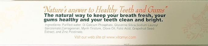 3 Pack VITA-MYR Zinc Plus Toothpaste 4 oz
